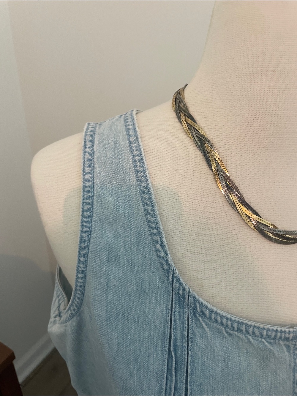 J Jill Light Wash Denim Button-Front Tank Top - Picture 3 of 4